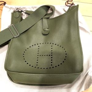 Hermès Evelyne GM crossbody bag, canope green.